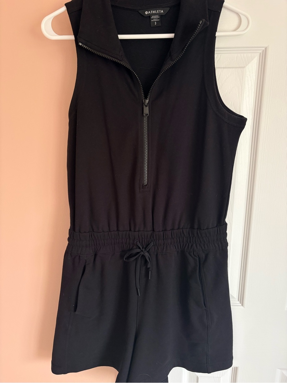 Athleta Black Sleeveless Zip-Front One-Piece Romper S